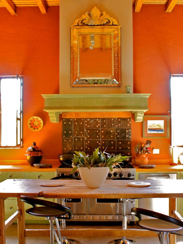 Amazing Orange Tropical Kitchen Design