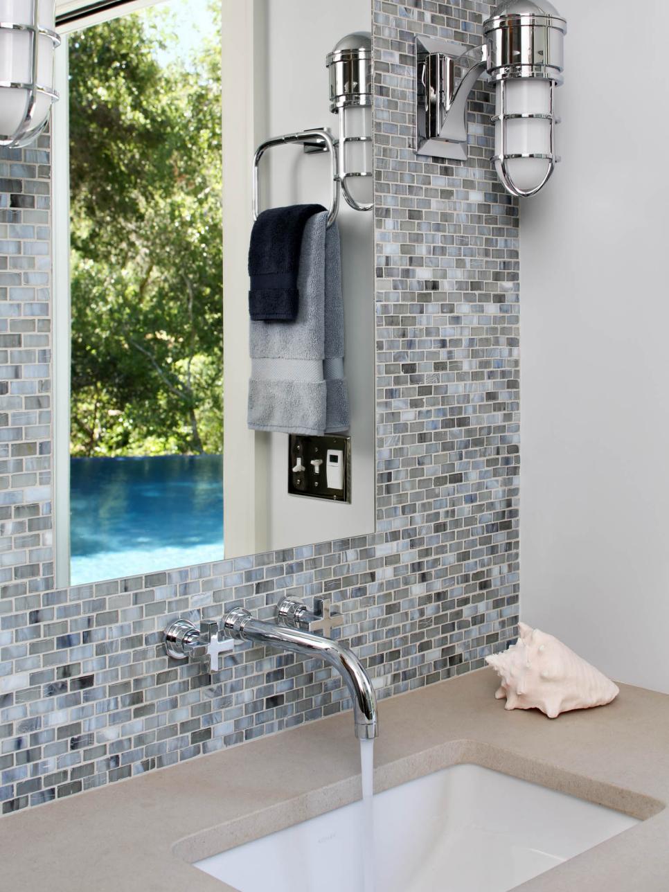 Blue Coastal Transitional Bathroom Design