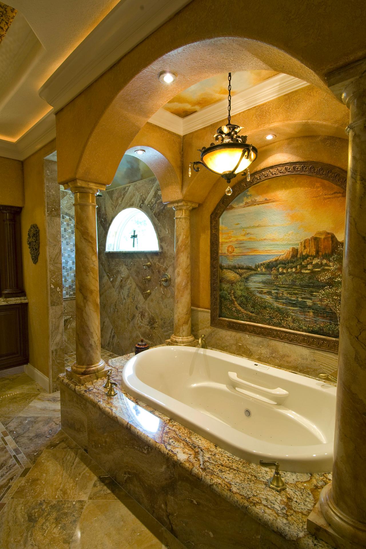 Brown Mediterranean Bathroom Design