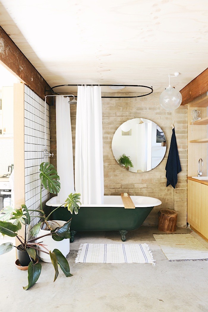 Chic Brick Tropical Bathroom Design