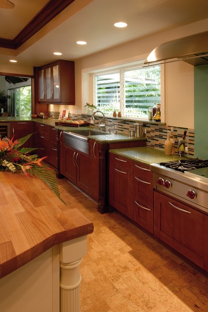 Cork Floor Tropical Kitchen Design