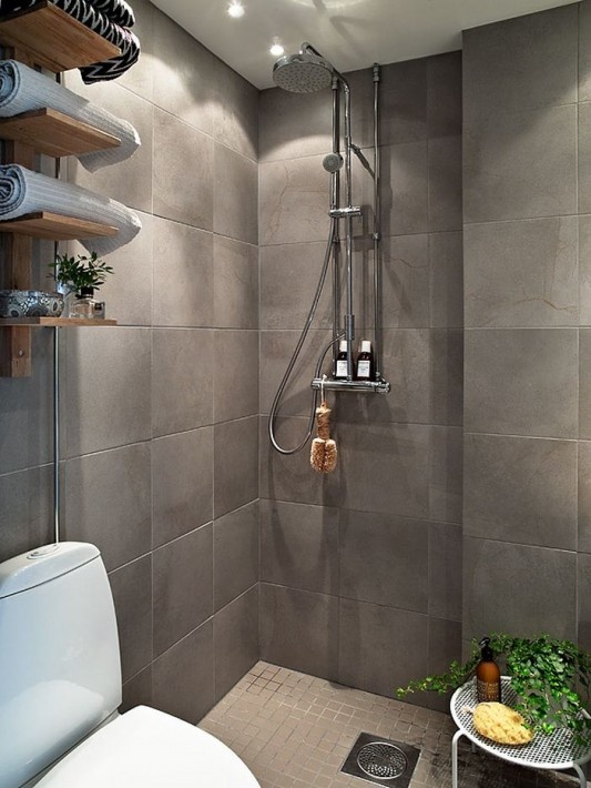 Open Shower Scandinavian Bathroom Design