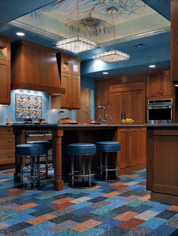 Peacock Inspired Eclectic Kitchen