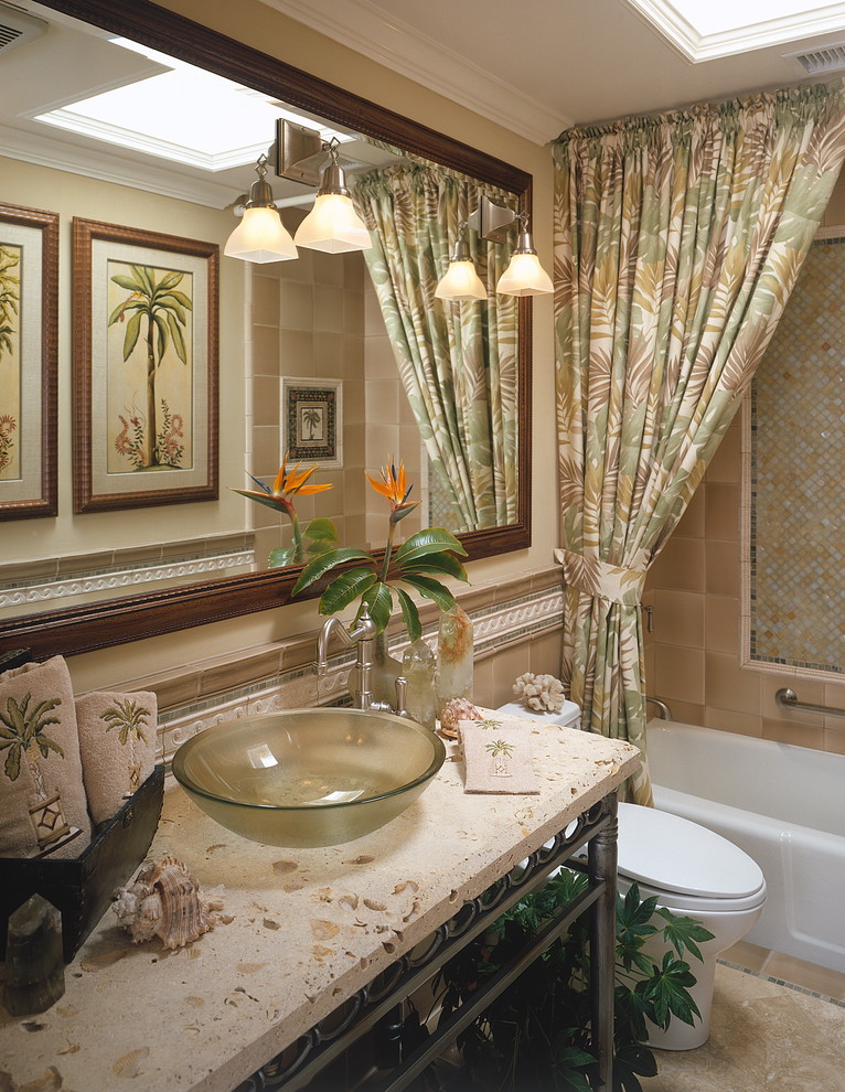 Shower Curtain Tropical Bathroom Design