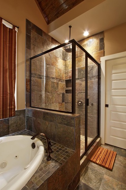 Slate Tile Traditional Bathroom Design