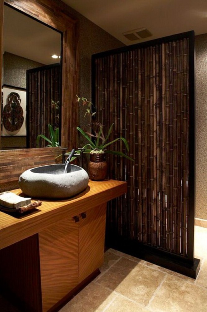 Sleek and Graceful Tropical Bathroom Design