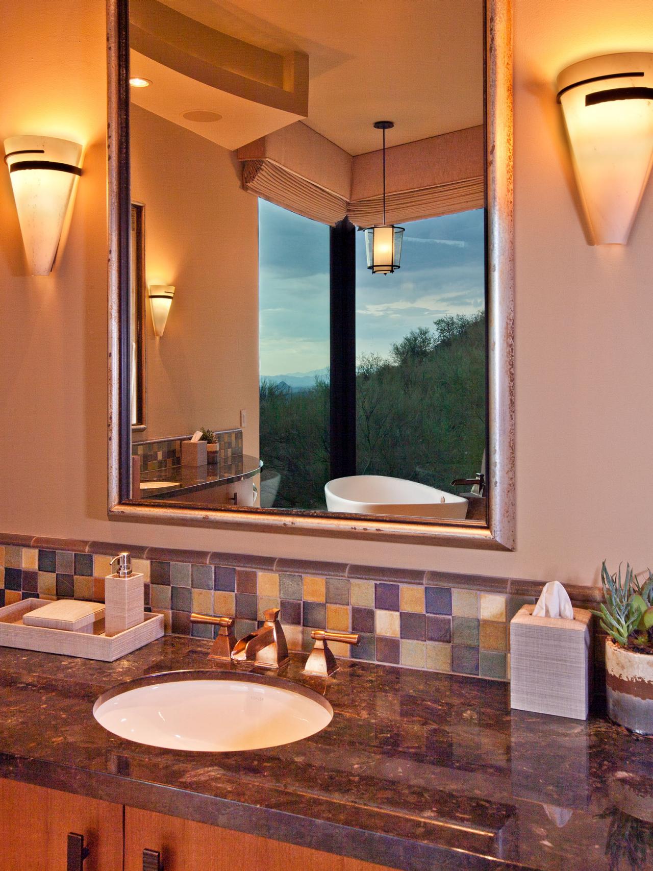 Southwestern Bathroom With Single Vanity