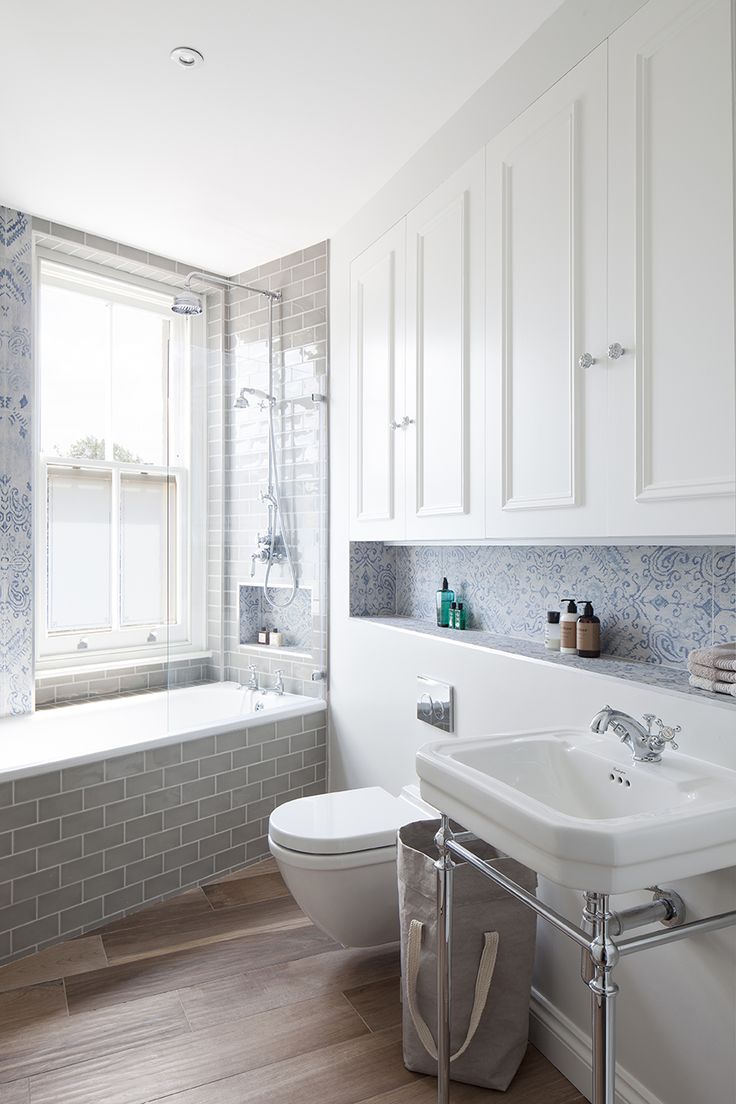 Victorian Bathroom Design With Blue Tiles