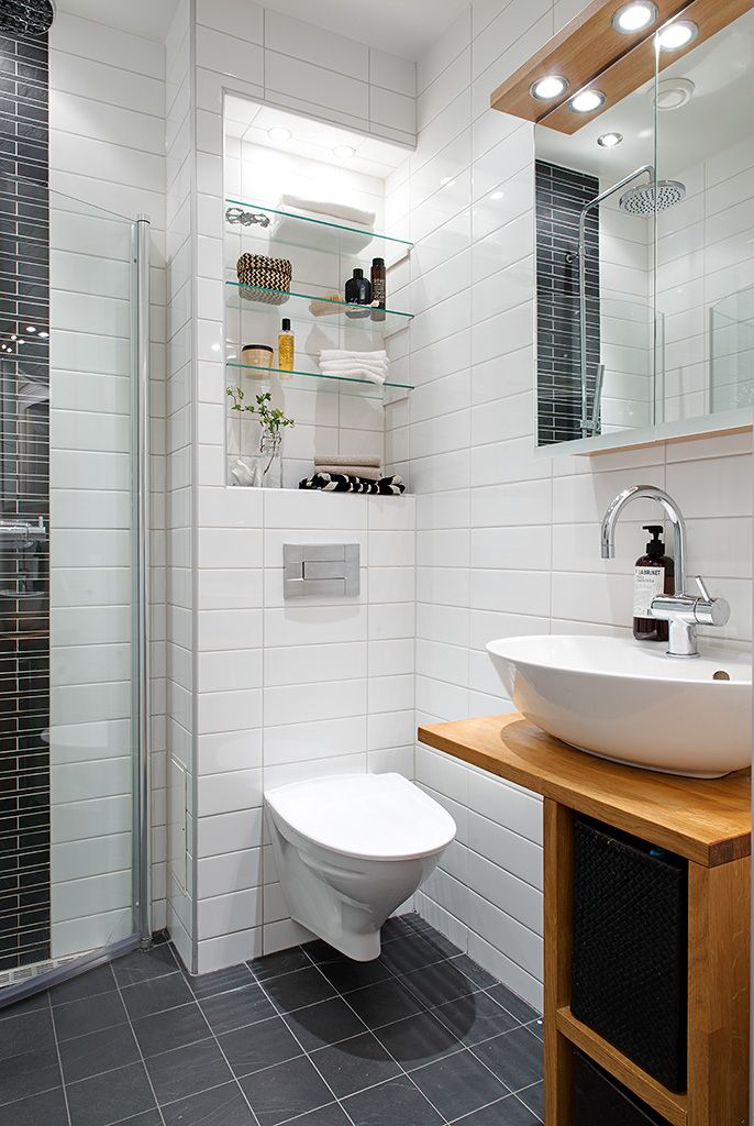White Bricks Scandinavian Bathroom Design
