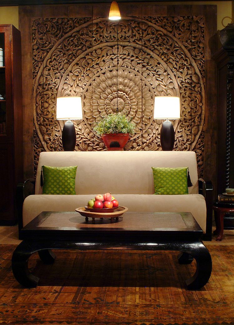Asian living room with stunning lighting