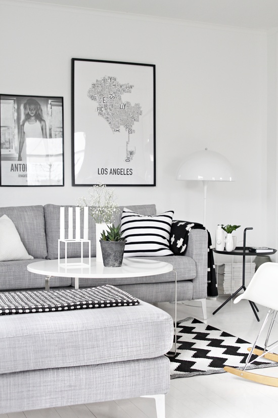 Black White and Grey Scandinavian Living Room Design