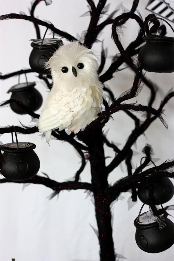 Black and White Halloween Tree Decorations