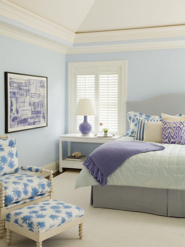 Blue Southwestern Bedroom Design