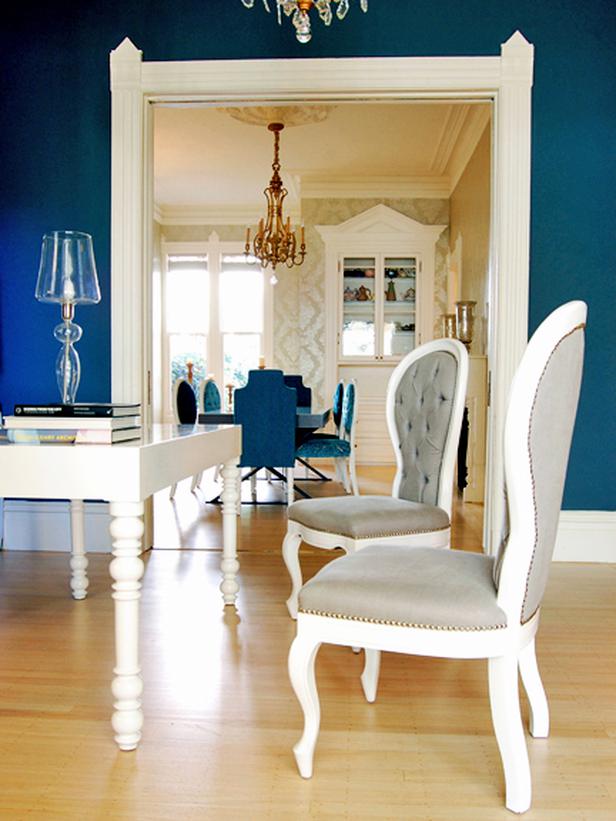 Blue Victorian Dining Room Design