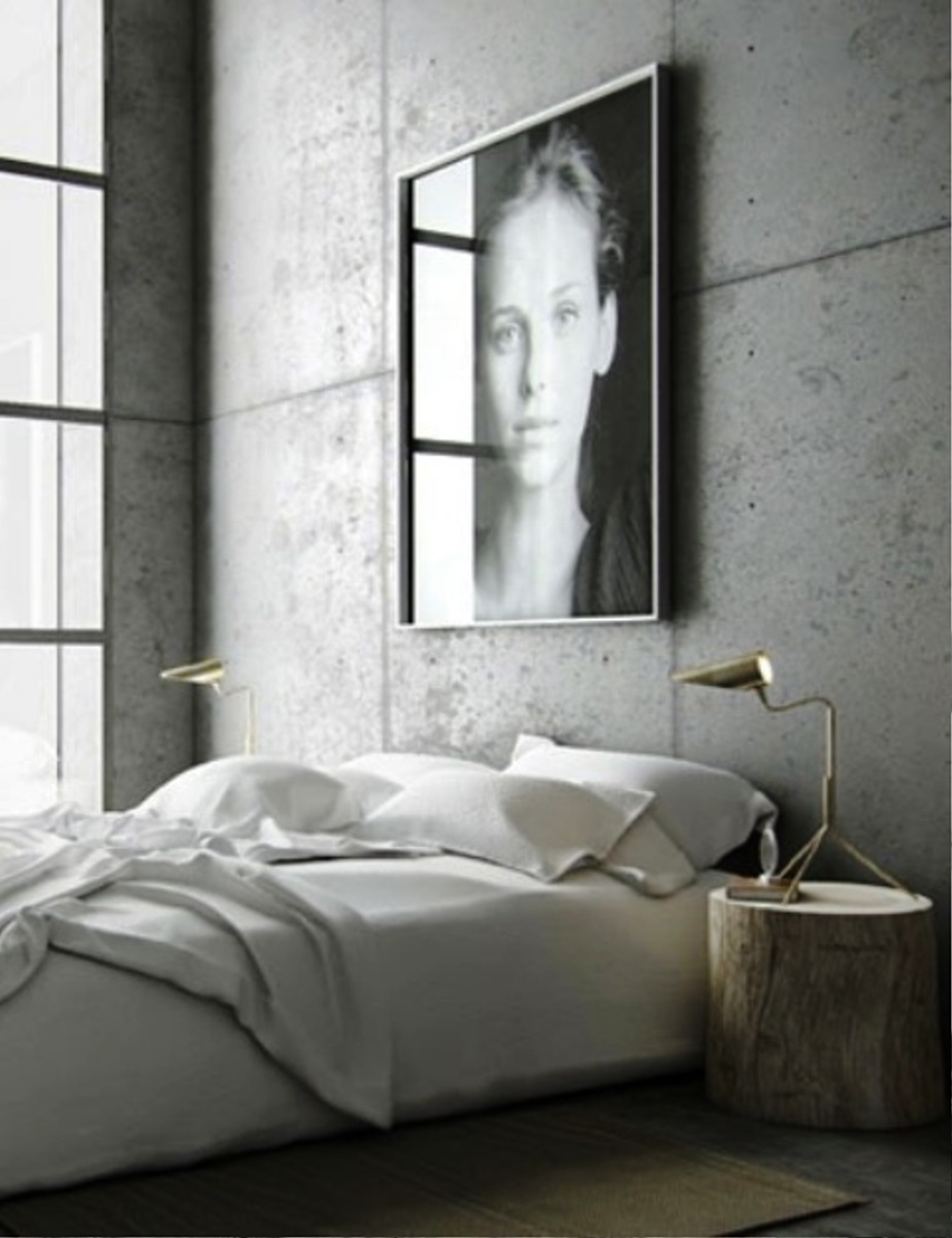 Concrete Industrial Bedroom Design