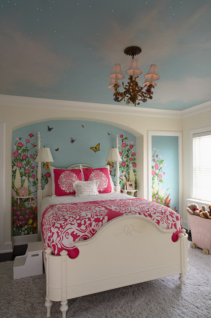Eclectic Kids room with Butterfly Wall Mural