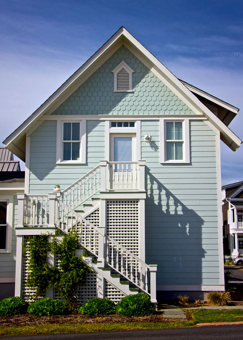 Great Blue Outdoor Stair Victorian House Styles Architecture Simple Design