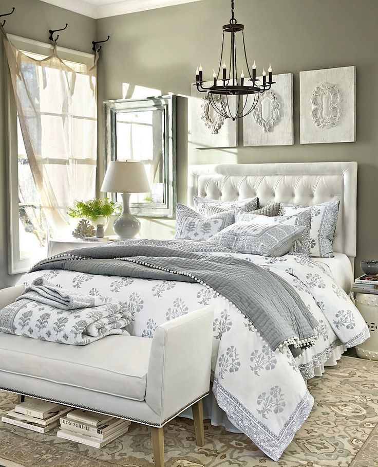 Grey and White Farmhouse Bedroom Design