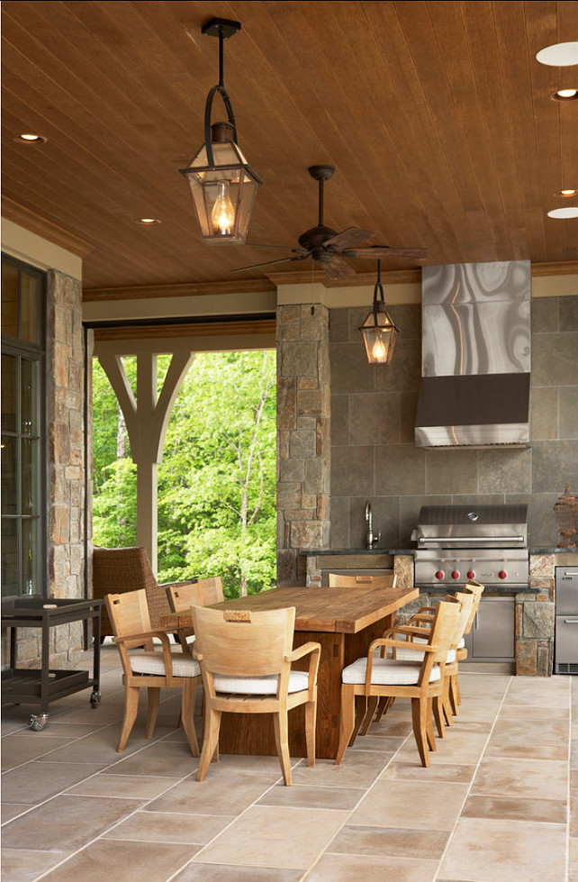 Lake House Transitional Outdoor Kitchen Ideas
