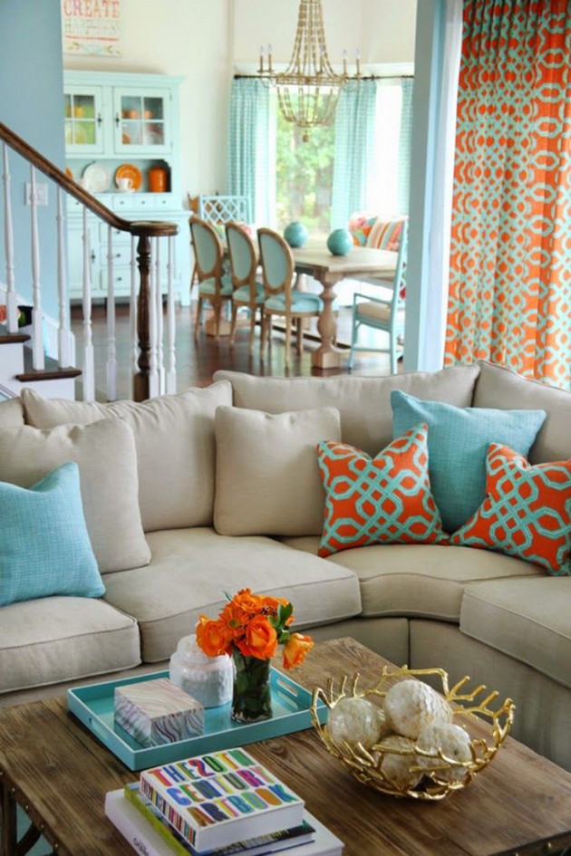 Light Blue Beach Style Living Room Design
