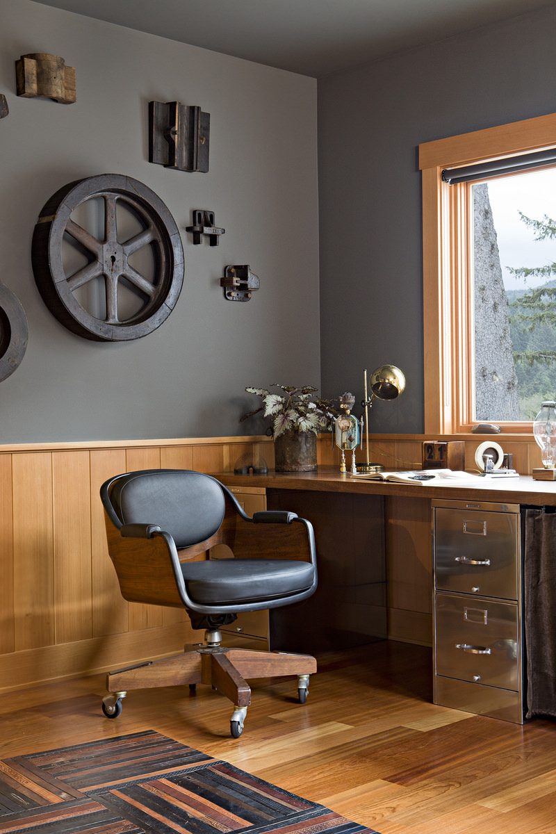 Mid Century Industrial Home Office Design