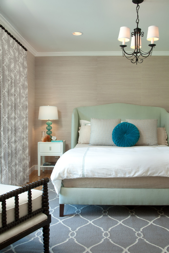 Mint Green and Gray Traditional Bedroom Design