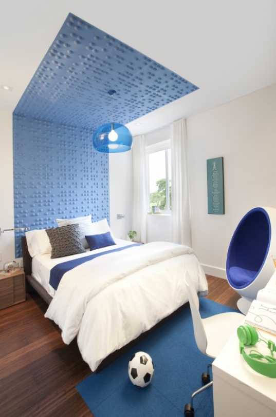 Modern Bedroom Design with Blue Walls