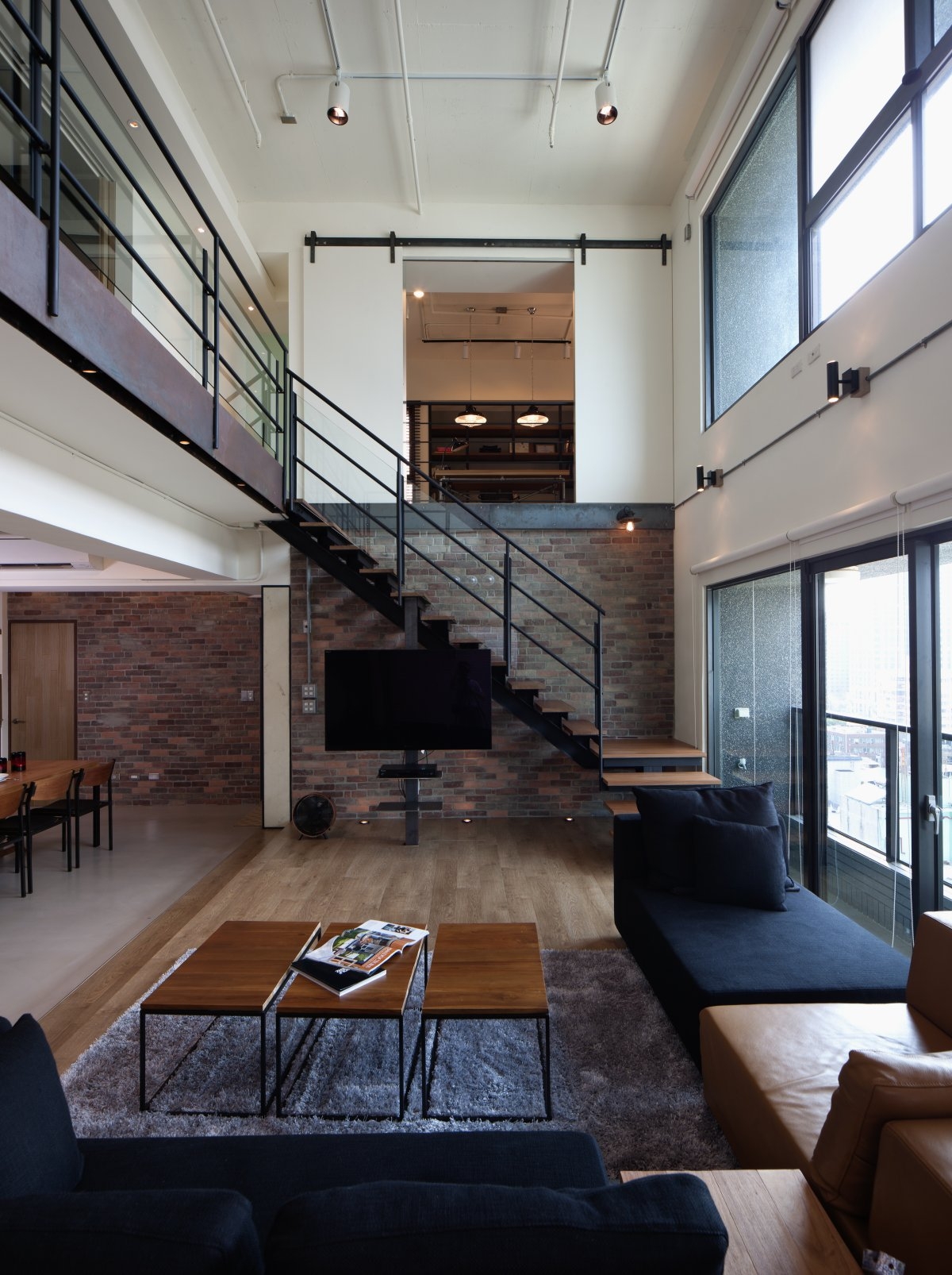 Numerous Recommendable Contemporary Multi Storey Home Living Living Room Design With Stairs - KOWABANGA