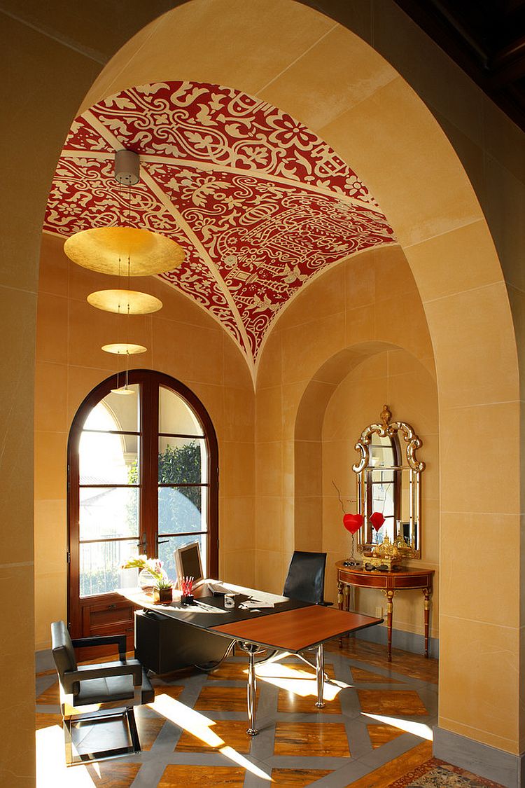 Red handmade Mediterranean Home Office Design