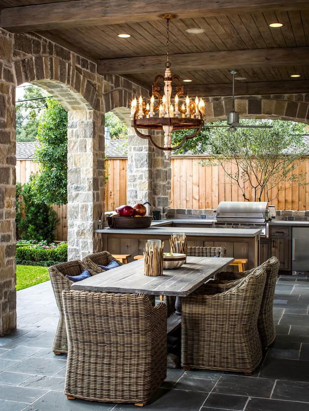 Rustic Covered Outdoor Kitchens and Patios