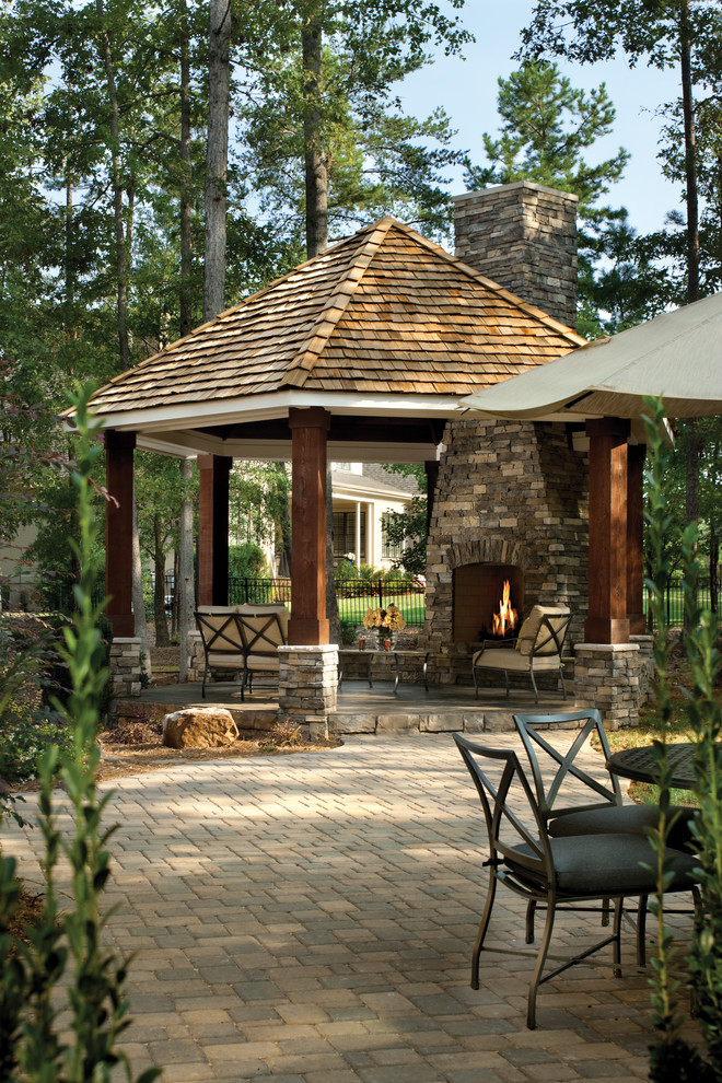 Traditional Outdoor Design with Fireplace