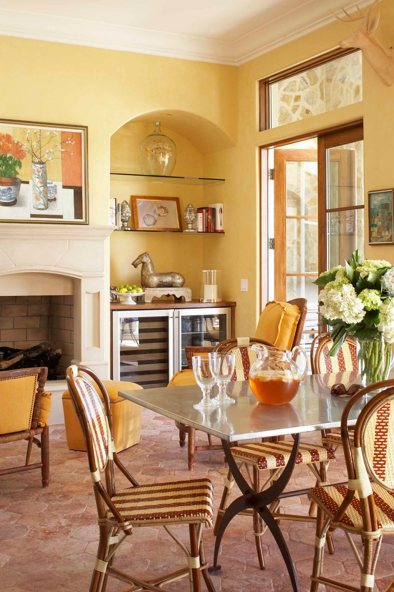 Yellow Mediterranean Living Room Design