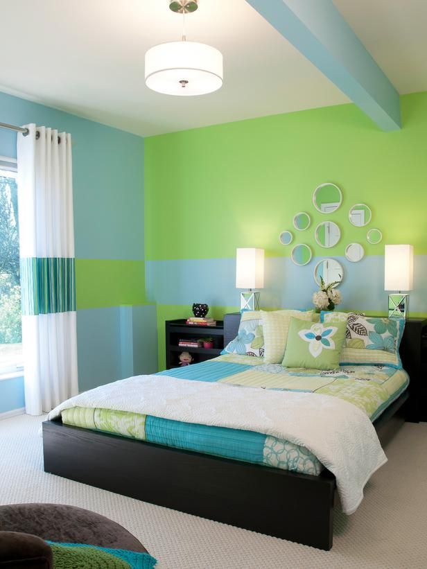 green and blue Asian Kids Room Design