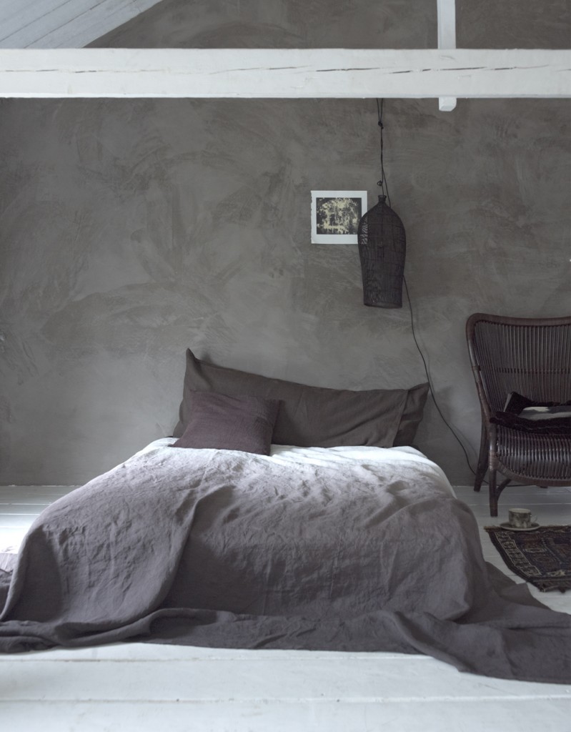 industrial bedroom design in grey