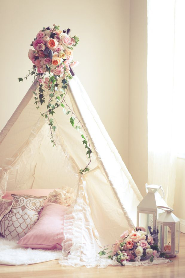 shabby chic baby nursery with tent decor