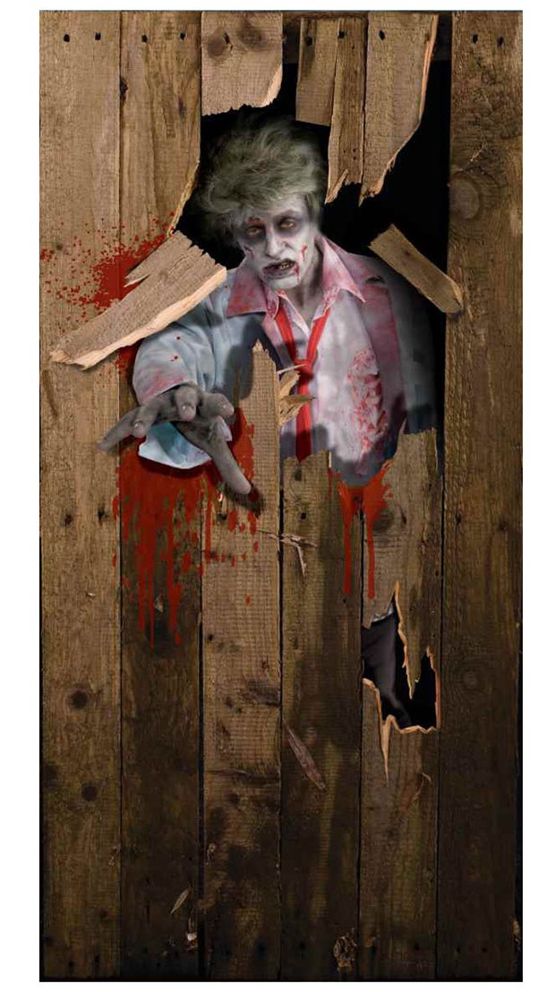 Fantastic zombie sticker featuring door decorations