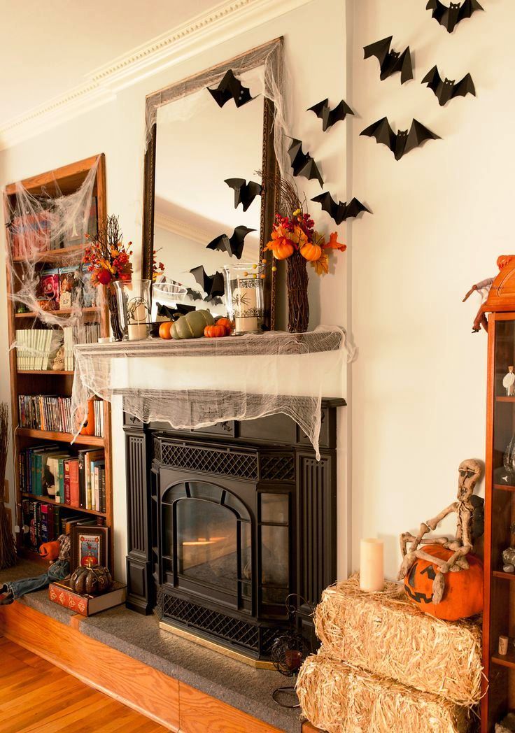Fireplace Bats Halloween Decorations