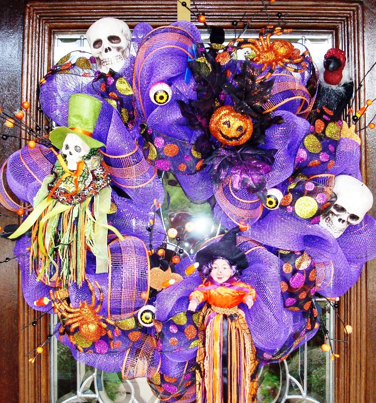 Halloween Mesh Wreath Door Decorations