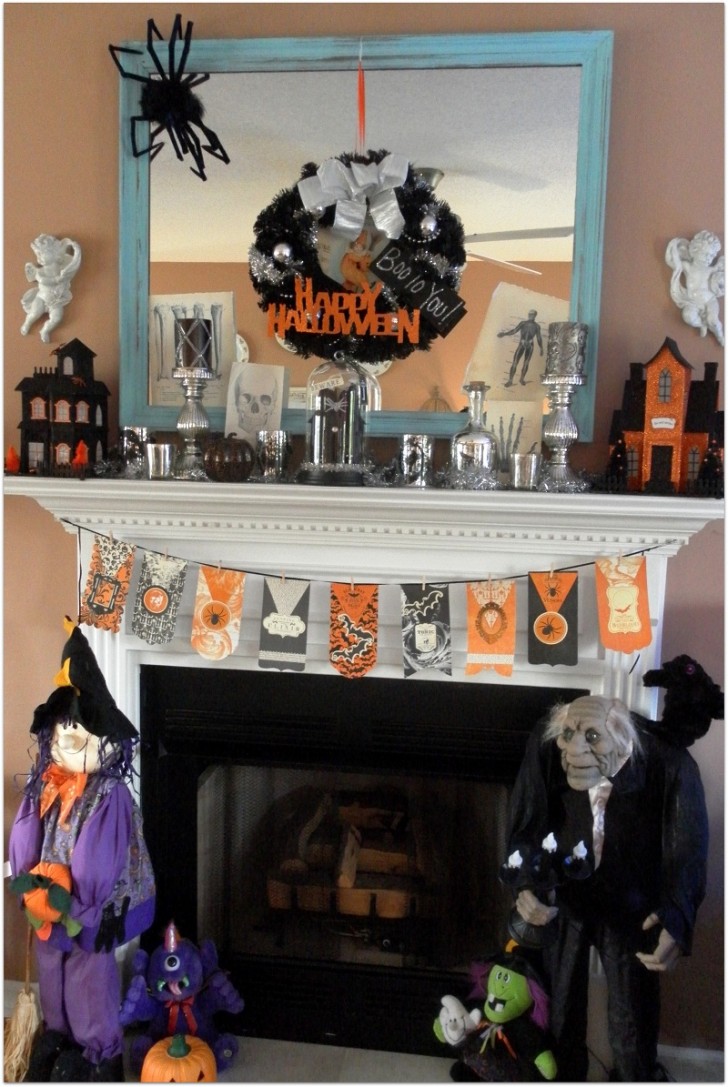 Scary Mantel Halloween Decorations