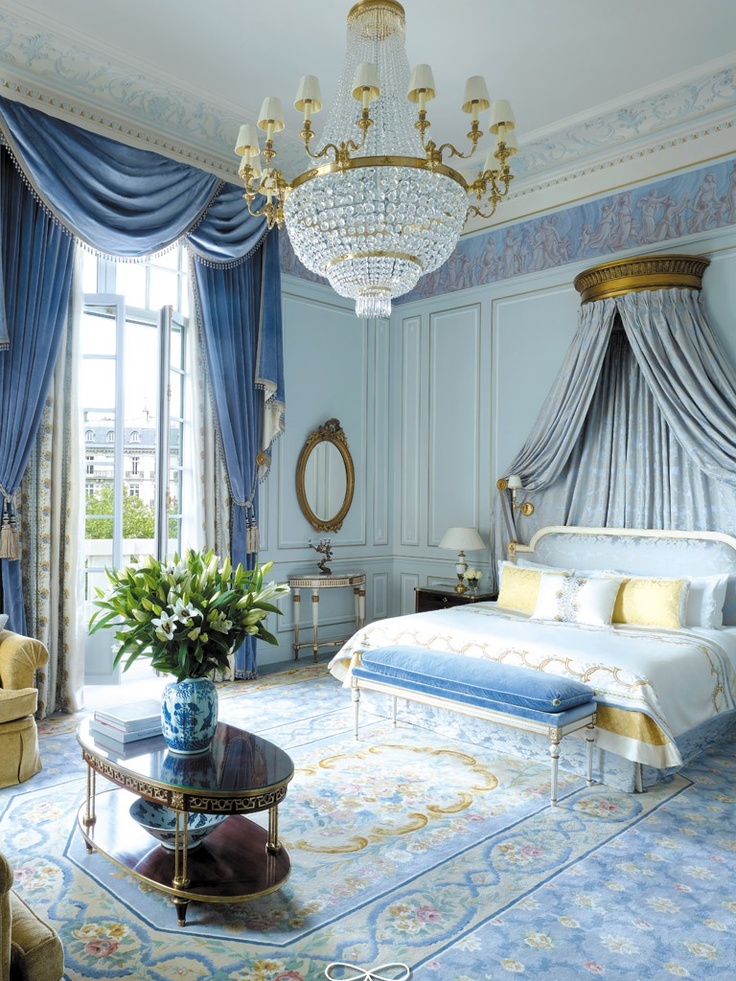 Blue French Hotel Bedroom Design