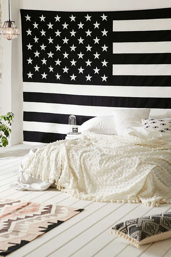 College Bedroom Design With American flag