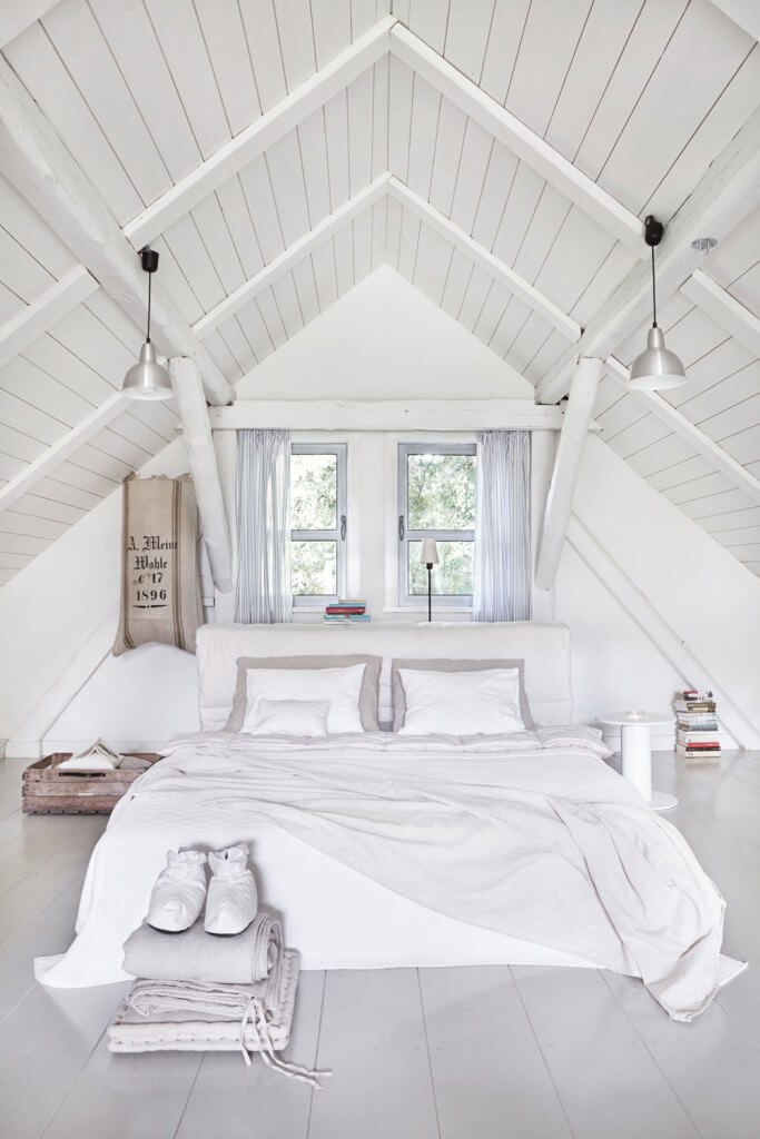 Cool Attic White Bedroom Design