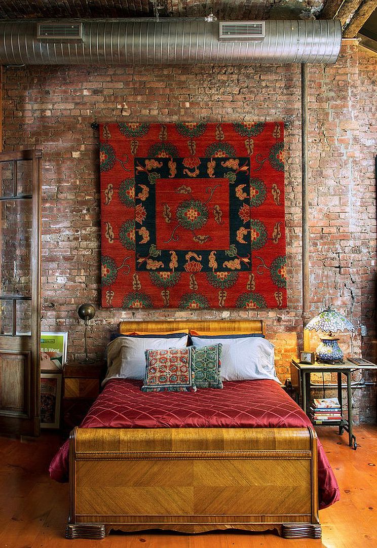 Cozy Bedroom Design With Brick Wall