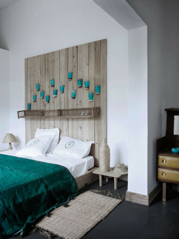 Creative Bedroom Design With Headboard Wooden Pots
