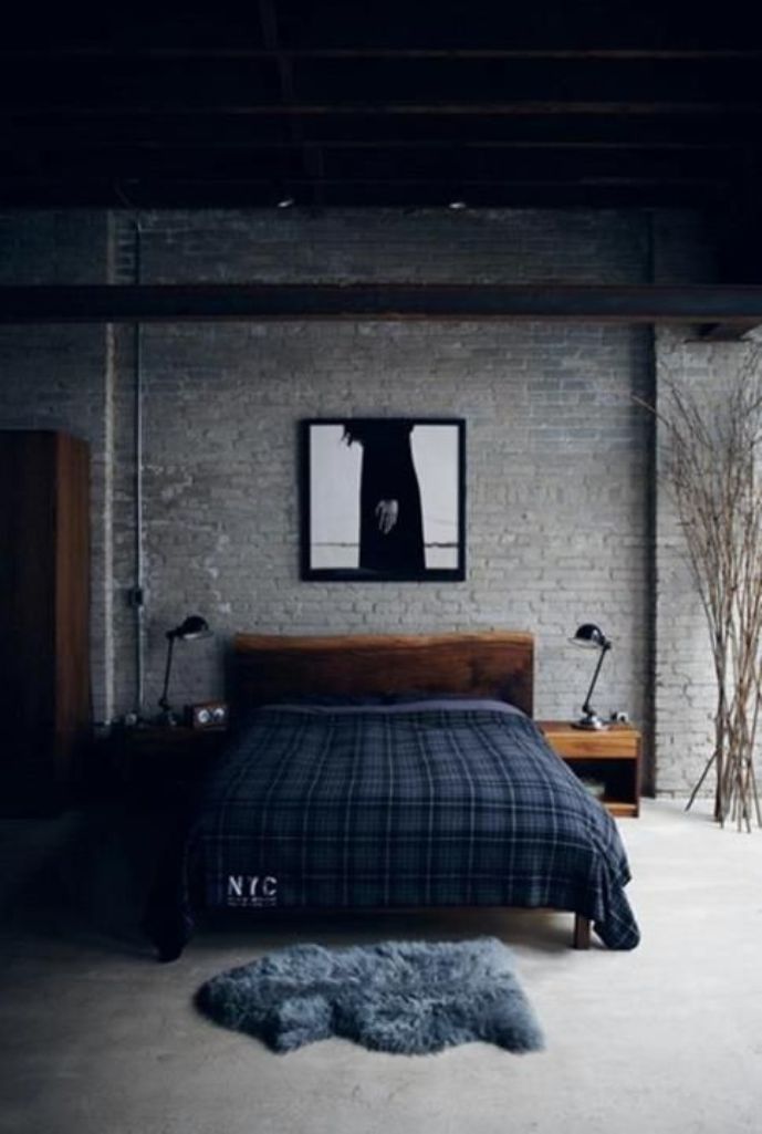 Gloomy Industrial Bedroom Design