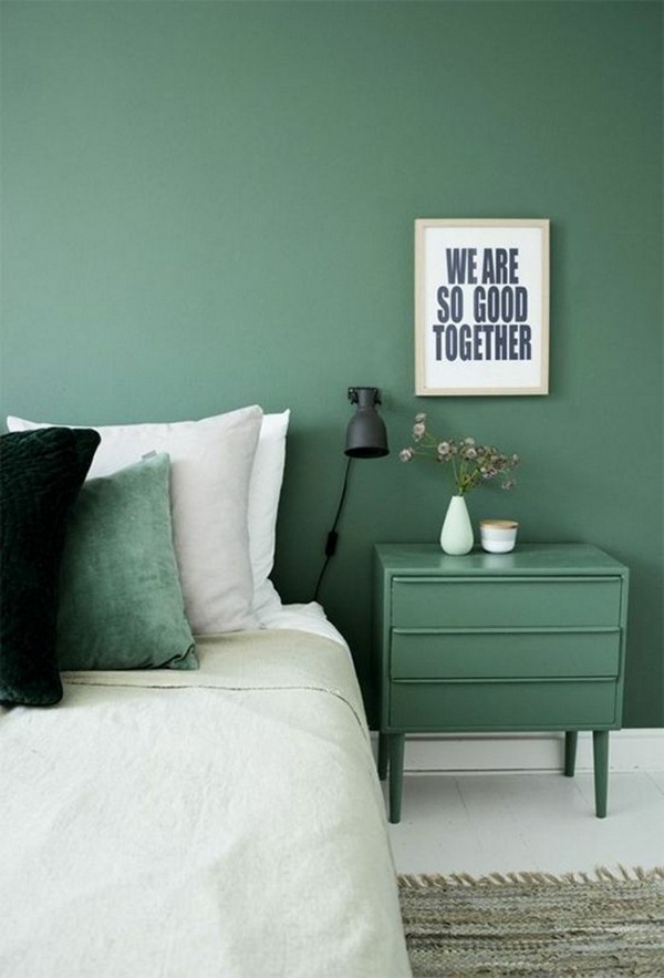 cool bedroom wall design green color