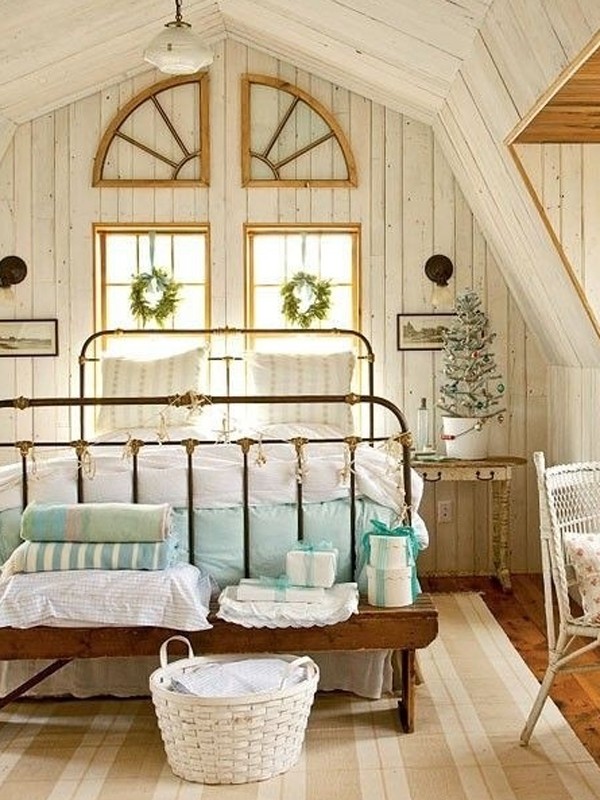 wooden attic bedroom interior design