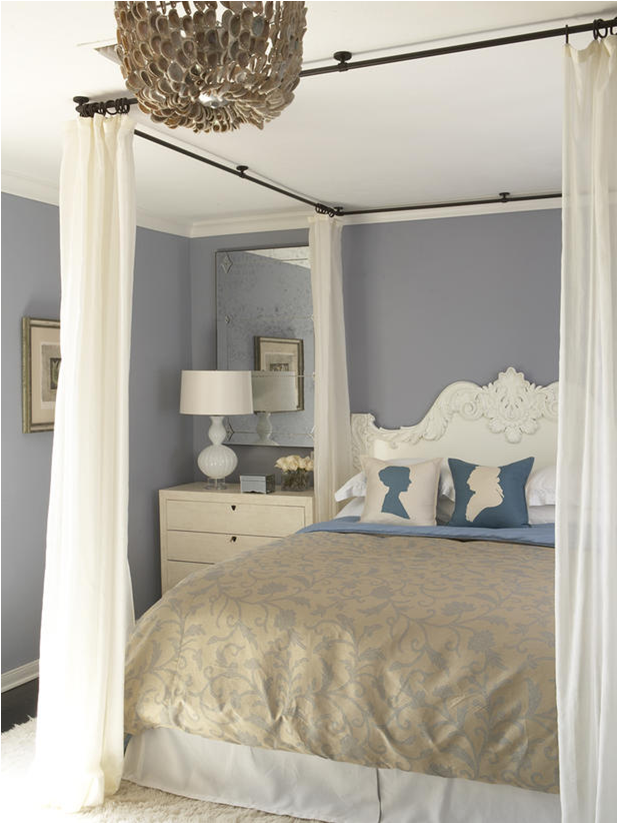 Bed Canopy with Curtain Rods Romantic Bedroom Design