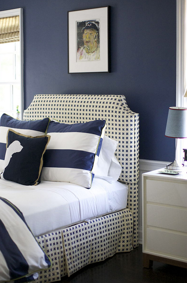 Bedroom with Navy Blue and White
