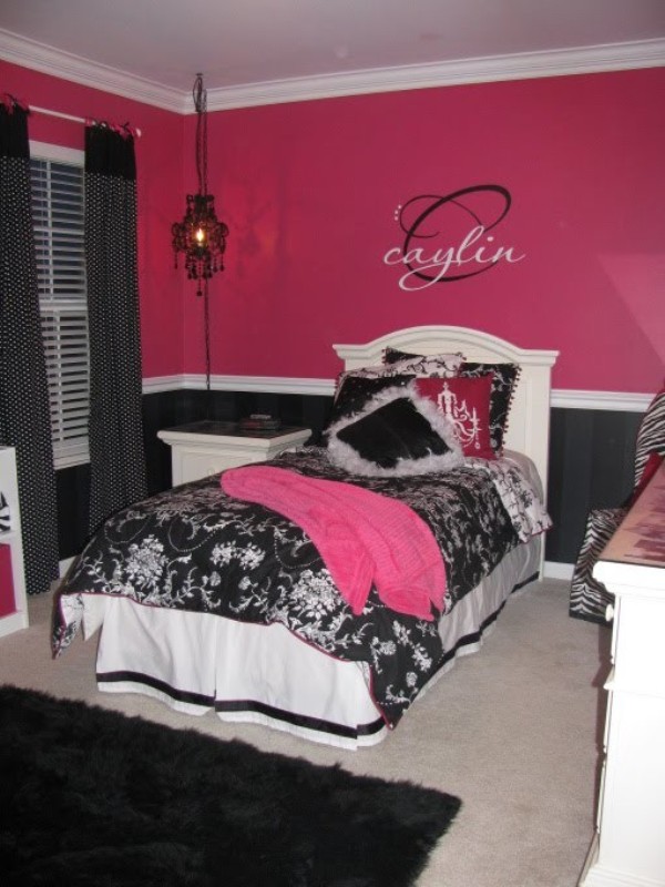 Black and Hot Pink Girls Bedroom